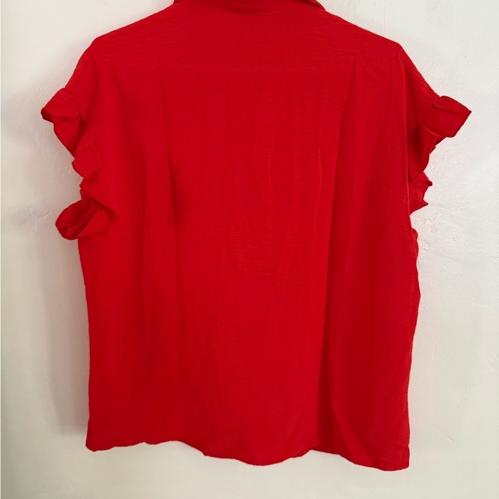Scarlet Ruffle Sleeve Button-Down Shirt, Size Large - Picture 4 of 5